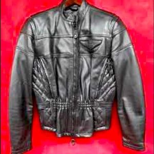 Harley Davidson Womens Small HEAVY leather jacket w/impact padding